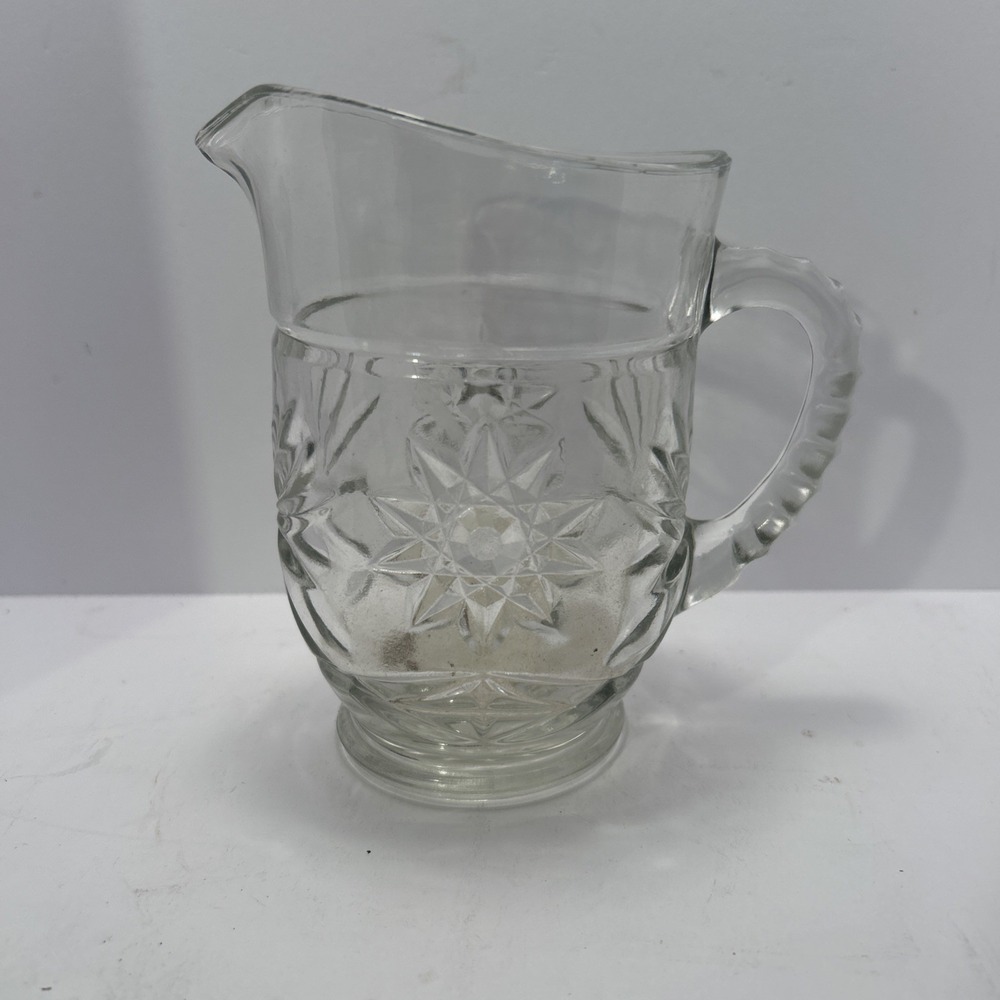 Vintage Anchor Hocking Pint Pitcher Early American Prescut Star of David 5.5'' T